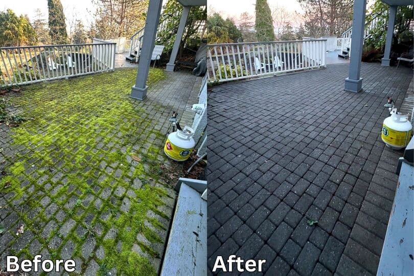 Before and after Manhattan power washing results showing dramatic improvement in building facade cleaning